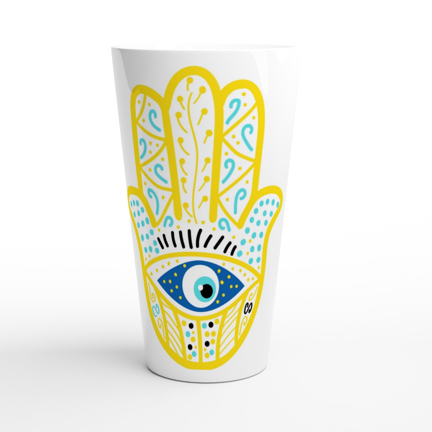 Hamsa White Latte 17oz Ceramic Mug